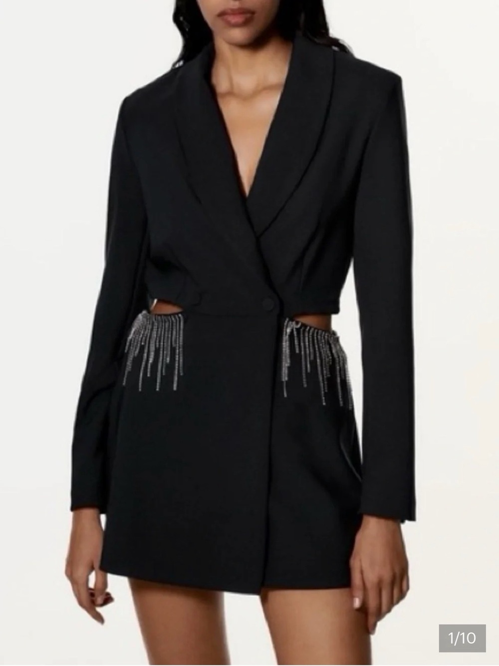 Zara Black Women's Cutout Blazer Dress with Embellished Waist new